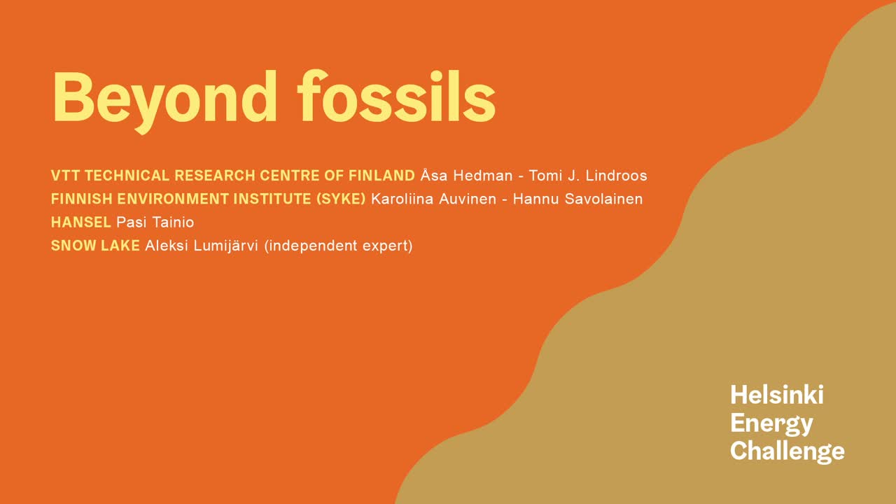 Helsinki Energy Challenge Finalist Team: Beyond Fossils